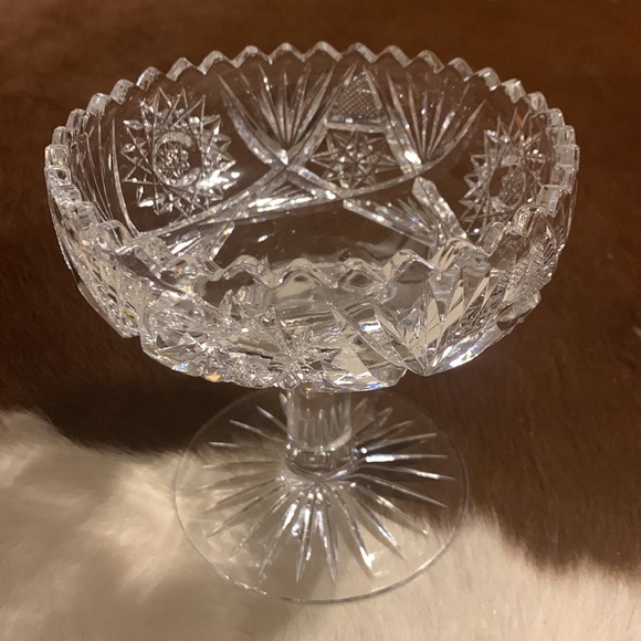 Other Vintage Clear Glass Pedestal Candynut Dish With Zigzag Edge
